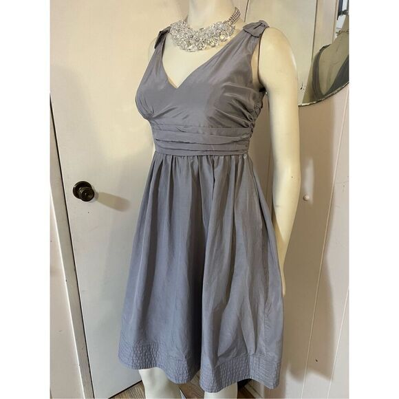 Anthropologie Hitherto Gray Silk Blend Fit & Flare Sleeveless Party Dress w/3 Pe - Picture 4 of 9
